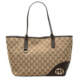 Bolso tote Gucci New Britt de lona GG beige