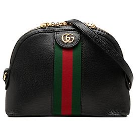 Gucci Borsa a tracolla Dome Ophidia piccola in pelle di vitello nera con Web