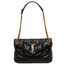 Autre Marque Borsa a tracolla Saint Laurent Loulou Puffer Small in pelle di agnello matelassé nera con monogramma