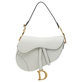 Bolsa Saddle Dior em pele de vitelo granulada branca