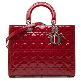 Dior Red Large Patent Cannage Lady Dior