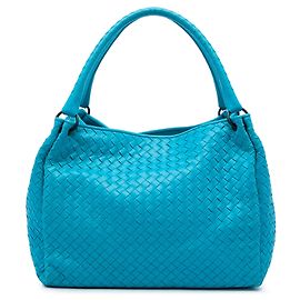 Borsa Tote Bottega Veneta Blue Nappa Intrecciato Parachute