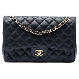 Chanel Black Jumbo Classic Caviar Double Flap