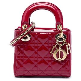 Dior Red Mini Patent Cannage Lady Dior