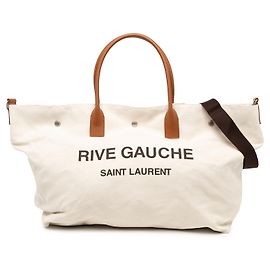 Autre Marque Saint Laurent Rive Gauche Shopper Tote aus weißem Canvas Maxi