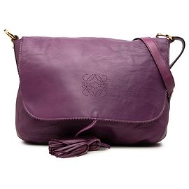 Borsa a tracolla LOEWE Purple Nappa Anagram Tassel