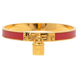 Hermès Courchevel Kelly Cadena Armreif Vergoldet Rot