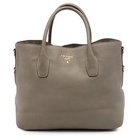 Sac cabas convertible ouvert Prada Gray Vitello Daino