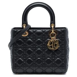 Dior Black Medium Lambskin Cannage Lady Dior