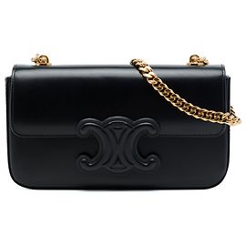 Céline Bolso de hombro con cadena Celine Cuir Triomphe en piel de becerro lisa negra