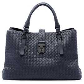 Bottega Veneta Tote Roma Medium in Nappa Intrecciato Blu