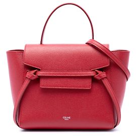 Céline Borsa cintura Celine Nano in pelle di vitello grana grossa rossa