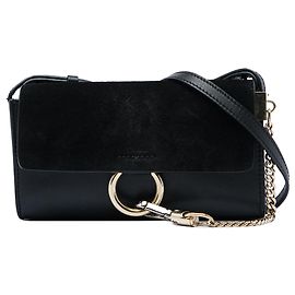 Chloé Mini Faye Chain Crossbody in vitello e camoscio nero