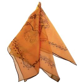 Hermès Orange A Votre Service Mousseline Seidentuch 45
