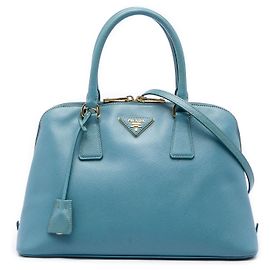 Borsa Prada Blue Medium Saffiano Lux Promenade Satchel