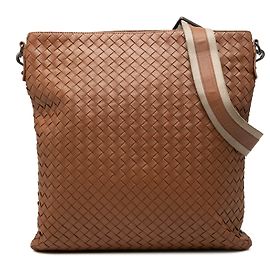 Bottega Veneta Borsa crossbody Intrecciato in nappa marrone