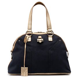 Autre Marque Borsa a mano Saint Laurent Muse Large in tela blu