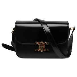 Céline Celine Black Classique Shiny Calfskin Triomphe Crossbody