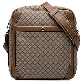 Bolsa crossbody com zíper Gucci em canvas revestido Diamante bege