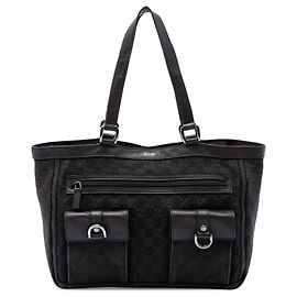 Borsa Gucci Brown GG Denim Abbey D Ring Pocket Tote