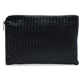Clutch Portfolio Flap Intrecciato en Nappa Negro Bottega Veneta