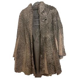 Autre Marque Cappotto in pelliccia di coda larga e camoscio grigio