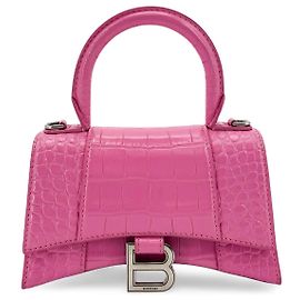 Balenciaga Hourglass Top Handle Crocodile Embossed Leather Mini