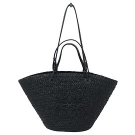 NUOVA BORSA LOEWE PANIER ANAGRAM A22T43X59 IN RAFFIA NERA TOTE HAND BAG