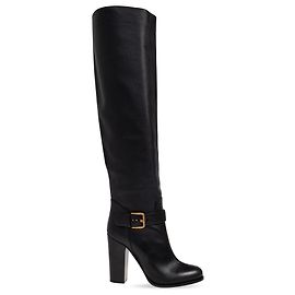Stivali con tacco in pelle nera Dolce & Gabbana