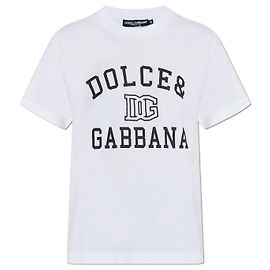 Camiseta blanca con logotipo Dolce & Gabbana de algodón