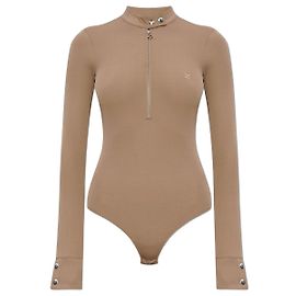 Courreges Langarm-Body braun beige