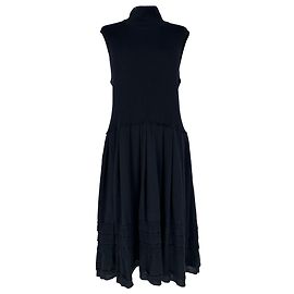 Valentino Garavani  Valentino Turtleneck Sleeveless Midi Dress in Black Wool