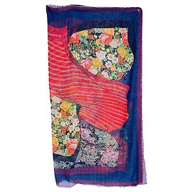 Cachecol Balenciaga com estampado floral em lã multicolor