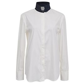Camisa com gola adornada Brunello Cucinelli em algodão branco