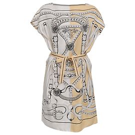 Vestido curto túnica Hermès Grand Tralala Cut em seda branca
