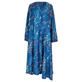 Balenciaga Midi-Kleid mit Sakura-Print aus blauem Polyamid