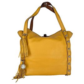 Bolso Tote Lanvin Vintage con tachuelas en cuero amarillo