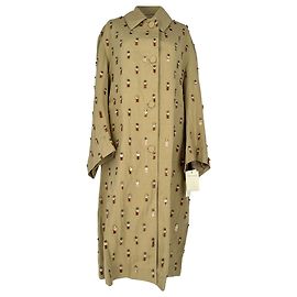 Gabardina monocuello adornada Dries Van Noten en algodón beige