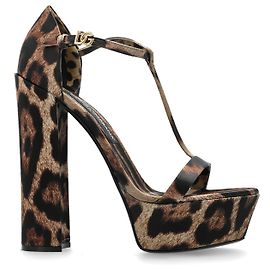 Sandali con plateau Dolce & Gabbana Animalier Marrone Beige