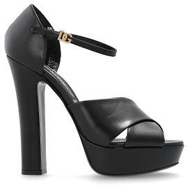 Dolce & Gabbana Plateausandalen aus schwarzem Leder