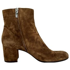 Botines de tacón bloque Margaux de Gianvito Rossi en ante marrón