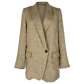 Blazer de botonadura sencilla en sarga Brunello Cucinelli en acetato kaki