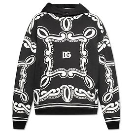 Dolce & Gabbana Paisley Baumwoll Hoodie Schwarz