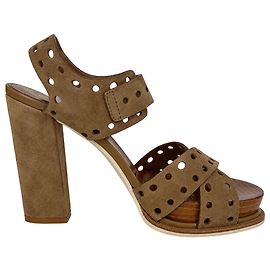 Tod's Sandalen mit Blockabsatz und Perforation aus braunem Wildleder