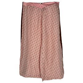 Pantaloni a gamba larga stampati Lanvin in seta rosa