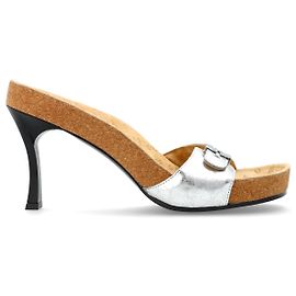 Mules Balenciaga x Scholl in pelle argentata