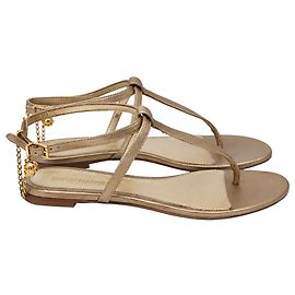 Sandali piatti con listino Alexander McQueen in pelle oro metallizzato
