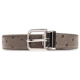 Dolce & Gabbana Ostrich Leather Belt Grey