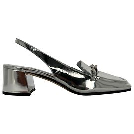 Sapatos Slingback Jimmy Choo Diamond Tilda 45mm em couro patente prata metálico