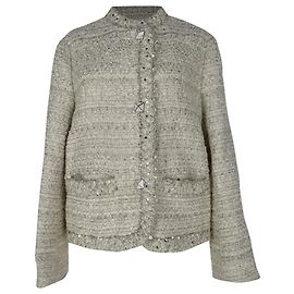 Veste en tweed Rockstud Valentino Garavani argentée en viscose ivoire